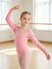 Ropa de baile infantil transfronteriza, algodón puro, absorbente de sudor, manga larga y manga corta, con inserciones de malla, entrepierna abierta, botones ocultos, ropa de práctica para danza china