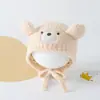 Chapéu de Urso Infantil Inverno Pelúcia Quente Chapéu de Proteção de Orelha de Bebê Fofo Super Fofo Chapéu de Algodão Espesso com Laços para Meninos e Meninas