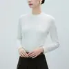 CANVAUS Camiseta Feminina Outono/Inverno Novo Estilo Gola Meia Alta Manga Longa Feminina Cor Sólida Ombro Normal Contém Lã Camada Base Dropshipping