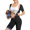 Traje de Sudoración Moldeador para Mujer Transfronterizo, Entrenamiento para Levantar el Pecho, Ropa Deportiva Moldeadora para Reducir el Vientre, Cintura Moldeada, Body de Manga Corta para Levantar los Brazos