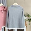 Top Falso de Dos Piezas para Mujer con Sobrepeso de 100 kg Tallas Plus 200 Nuevo de Otoño Casual Camiseta de Manga Larga con Solapa 7994