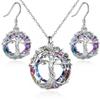 En stock, stock, explosiones transfronterizas, moda para damas, estilo europeo y americano, árbol de la vida, colgante redondo, pendientes, collar, joyería, traje.