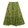 Saia Flare Floral Rosa Versátil Casual Gradiente Retrô Feiyuan Estilo Novo Primavera Cedo Saia Plissada Fluida Linha A