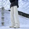 Pantalones impermeables con forro de polar para hombre para otoño e invierno, pantalones de trabajo holgados rectos de moda para exteriores, pantalones casuales gruesos