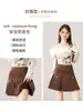 Falda Plisada Nueva Otoño e Invierno 2025 Falda de Cintura Alta para Mujer Elegante Delgada para Figuras Pequeñas Falda de Línea A