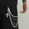 Corrente de Calça Cruz de Pérola Nova Transfronteiriça Europeia e Americana Masculina Tendência Alto Padrão Luxo Leve Hip-Hop Nicho Pingente de Corrente de Cintura Masculina