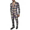 Exportação Europeia e Americana 2025 Nova Moda Casual Tendência Masculina Xadrez Estampado 3D Conjunto de Calça e Camisa de Manga Longa