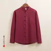 Camisa Nueva de Otoño 2026 para Hombre Estilo Chino Algodón Lino Retro Abotonada Cuello Mao Casual Manga Larga
