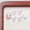 Lindos Accesorios de Arte para Uñas de Dibujos Animados Gato Kt de Cuero Negro Resina Estéreo Accesorios de Uñas Portátiles Accesorios de Hellokitty Sentado