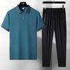Conjunto de Camiseta Polo de Manga Corta para Hombre de Verano para Padre de Mediana Edad y Mayor Día del Padre Tops Casuales Conjunto Deportivo de Tres Piezas para Papá