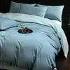 2026 Novo Estilo de Luxo Leve Cor Sólida Bicolor Amigo da Pele Algodão Lavado à Água Conjunto de Quatro Peças Capa de Edredom Lençol de Cama Conjunto de Três Peças para Dormitório Estudantil