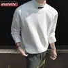Nova camisa básica térmica de fleece dupla face para primavera e outono com gola alta, camiseta de manga longa com gola média, camada interna quente para o outono