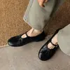 Zapatos de piel de oveja suaves y a la moda, estilo coreano, suela blanda de 1 cm, nuevo modelo de verano, punta redonda, Mary Janes planos sin cordones