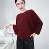 Blusa Plissada Grossa Outono Nova Feminina Manga Morcego Longa Feminina Miyake Solta Tamanho Grande Moda Pulôver