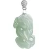 Artículos genuinos natural A calidad jade pequeño colgante de Pixiu plata S925 incrustado con piedra de jade hielo colgante de jade de colina de cuero para hombres y mujeres al por mayor