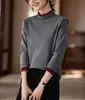 Top Térmico de Costilla Otoño e Invierno con Bloques de Color y Cuello Alto, Manga Larga, Estilo Juvenil, Transfronterizo del Sudeste Asiático