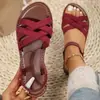 Sandalias para mujer de estilo retro, mate, con tiras cruzadas y tira elástica de resorte en el talón, suela plana antideslizante, adecuadas para salidas diarias, suministro de exportación