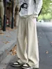 Pantalones Casuales de Lino Imitación Estilo Old Money para Hombre, Verano Ligeros Transpirables de Secado Rápido, Pierna Ancha con Corte Recto Caído