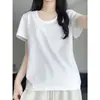 Dropshipping Verão 40 Unidades Fio Duplo Rosa Gola U Ombro Normal Tamanho Grande Solta Emagrecimento Manga Curta Camiseta para Mulheres