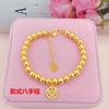 Pulsera de latón bañada en oro mate con cuentas redondas y placa antigua para mujer, joyería de oro de imitación galvanizado, pulsera para mujer, venta al por mayor