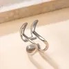 Anel de aço inoxidável de moda transfronteiriça anel de abertura de linha irregular de pressão de óleo joias de aço titânio design de nicho fabricantes