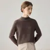 Suéter de cachemira 100% de cuello alto medio para mujer, con dobladillo enrollado, perfecto como capa base, holgado y cálido para otoño e invierno.