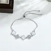 Pulseira Seiko Fritillaria Trevo de Quatro Folhas Cinco Flores Estilo Douyin para Mulheres, Luxo Acessível, Pulseira de Trevo da Moda com Pedras