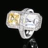 Popular explosivo joyería Zhuang Shengsheng cobre chapado en oro simulación corte pagoda aguamarina anillo de diamante 8*10-8*8