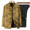 Traje Tang de alta calidad para hombres de mediana edad y mayores, colección otoño 2026, conjunto retro de estilo chino para hombre, atuendo de abuelo, chaqueta para hombre
