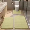 Juego de tres piezas de chenilla de color liso para baño y WC, alfombrilla de suelo antideslizante y absorbente de agua, felpudo para el hogar para la puerta del baño