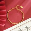 Pulseira de ouro de areia método antigo Guochao estilo corte prata quebrada vários dois pulseira de contas redondas joias femininas de luxo leve duradouras não desbotam atacado