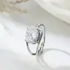 Anillo Ovalado de Acero Inoxidable con Diamante de Zircón, Diseño Moderno y Sencillo, Anillo de Joyería Estilo Europeo y Americano Electrochapado en Acero de Titanio para Mujeres