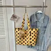 Bolsa de Mão com Design de Nicho Estilo Coreano Preguiçosa Estilo Ins Bolsa Tote de Ombro de Lona com Bolinhas Casual para Estudante Portátil