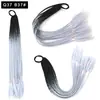Pelucas Trenzadas de Colores Estilo Europeo y Americano, Coletas de Color Degradado, Trenzas de Espiga de Celebridades de Internet, Trenzas de Boxeadora de Tres Hebras para Discoteca