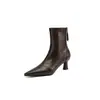 Combina con abrigo~Botines elásticos de punta fina estilo francés para mujer, tacón fino, tacón alto, botines de tobillo, botas individuales con temperamento