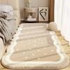Alfombra de cabecera para dormitorio principal estilo crema, forma irregular, imitación cachemir, tapete de piso, lavable a máquina, manta para sofá/mesa de centro de sala de estar