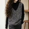 Chaleco de punto sin mangas con hilo floral estilo europeo para mujer, nuevo estilo de otoño, para llevar en capas, holgado, top de chaleco suéter de alta gama