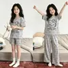 Popular Conjunto de Tres Piezas de Pijama para Niñas, Nuevo Estilo de Verano, Manga Corta, Delgado, Estilo Princesa, Conjunto de Ropa para Casa para Niños Mayores