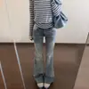 Jeans Acampanados Estilo Retro Americano Azul Hielo para Mujer, Nuevos de Verano 2026 Pantalones Bootcut Ajustados de Tiro Bajo