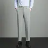 Calças Masculinas Casuais Cropped, Calças Sociais Masculinas Slim de Corte Reto com Caimento Fluido, Calças de Terno Masculinas, Slim Fit
