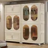 Guarda-roupa dobrável, armário de armazenamento sem instalação para brinquedos e roupas de bebê, guarda-roupa simples com rodas