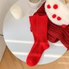Calcetines de lana para niños, calcetines rojos gruesos de invierno para Año Nuevo, calcetines de tubo medio para bodas, grandes calcetines rojos de conejo para año nuevo.