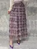 Falda de Malla Transfronteriza Falda de Pastel en Capas Otoño e Invierno 2026 Nuevo Estilo Coreano Cintura Alta Adelgazante Falda Larga de Malla Falda de Media Longitud para Mujer