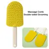 1 pieza Herramienta para eliminar pelo de mascota Cepillo para Gatos con Forma de Helado, Cepillo para Perros de Doble Cara con Púas Suaves de Masaje, Suministros de Aseo para Gatos para Eliminar el Pelo Suelto de Perros y Gatos de Pelo Largo y Corto y Masaje Diario para Mascotas