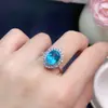 Nuevo Anillo de Color Paraíba Natural Completo de Diamante Simple Moda Apertura Ajustable Traje de Anillo y Collar para Mujer