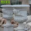 Vasos de Flores Esculpidos em Pedra de Mármore Vasos de Flores Brancos para Exterior Vasos de Flores Europeus para Pátio Externo Praça Vasos de Flores de Pedra Ornamentos de Chão