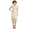 S-4XL Vestido Vintage Gatsby de los años 20 con Lentejuelas y Flecos, Disfraz de Baile de Salón