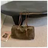 Bolsa de Ombro Única Casual Retrô para Comércio Exterior Grande Capacidade Simples para o Dia a Dia Bolsa Almofada Feminina Camurça Veludo Textura Bolsa de Axila