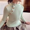 Suéter de Otoño e Invierno para Mujer y Niño, Estilo Occidental para Bebé, Personalidad Infantil Moderna Coreana de Color Sólido, Cuello Medio Alto con Botones, Suéter Dulce de Punto