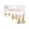 Ze0827 Pendientes de Diamante de Acero Inoxidable de Diseño Simple Europeo y Americano Transfronterizo Pendientes Geométricos Retro de Acero de Titanio para Mujer